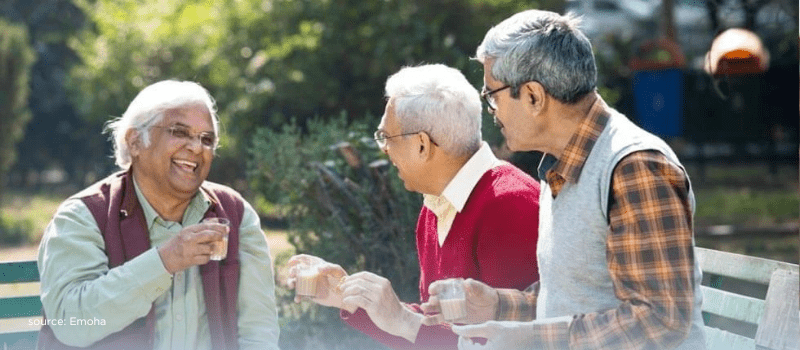 senior citizens enjoying a peaceful outdoor activity, highlighting the importance of active aging and social engagement for the elderly