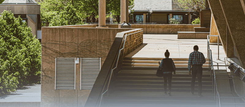 Two professionals ascending stairs, representing India's growing venture debt market and opportunities for startups as highlighted in the Stride Ventures Debt Report 2024.