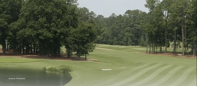 Wide golf fairway with crisp stripes and tree line, evoking capital concentration and careful course setting for India in Q2 venture trends.