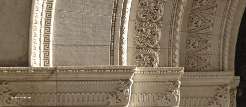 Detailed stone archway symbolizing asset maturity in secondaries pricing