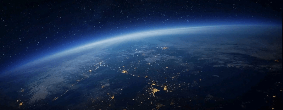 View of Earth's curved horizon from orbit, representing India's growing space economy